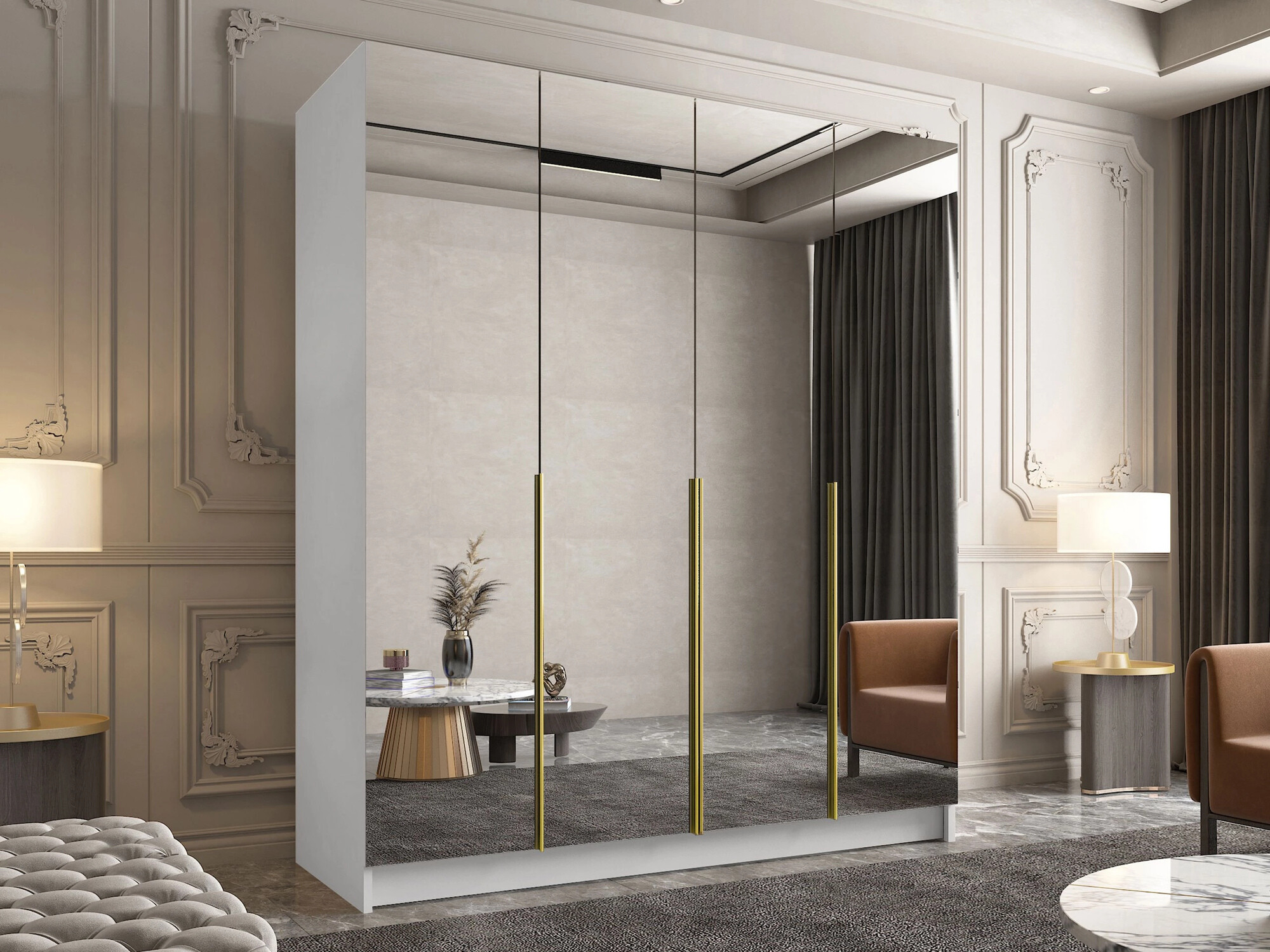 Kledingkast Closico 190 (Wit + Gouden)