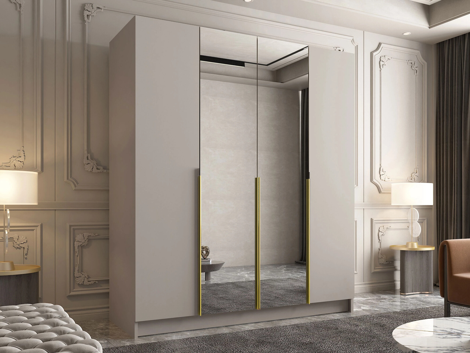 Kledingkast Closico 191 (Kasjmier + Gouden)