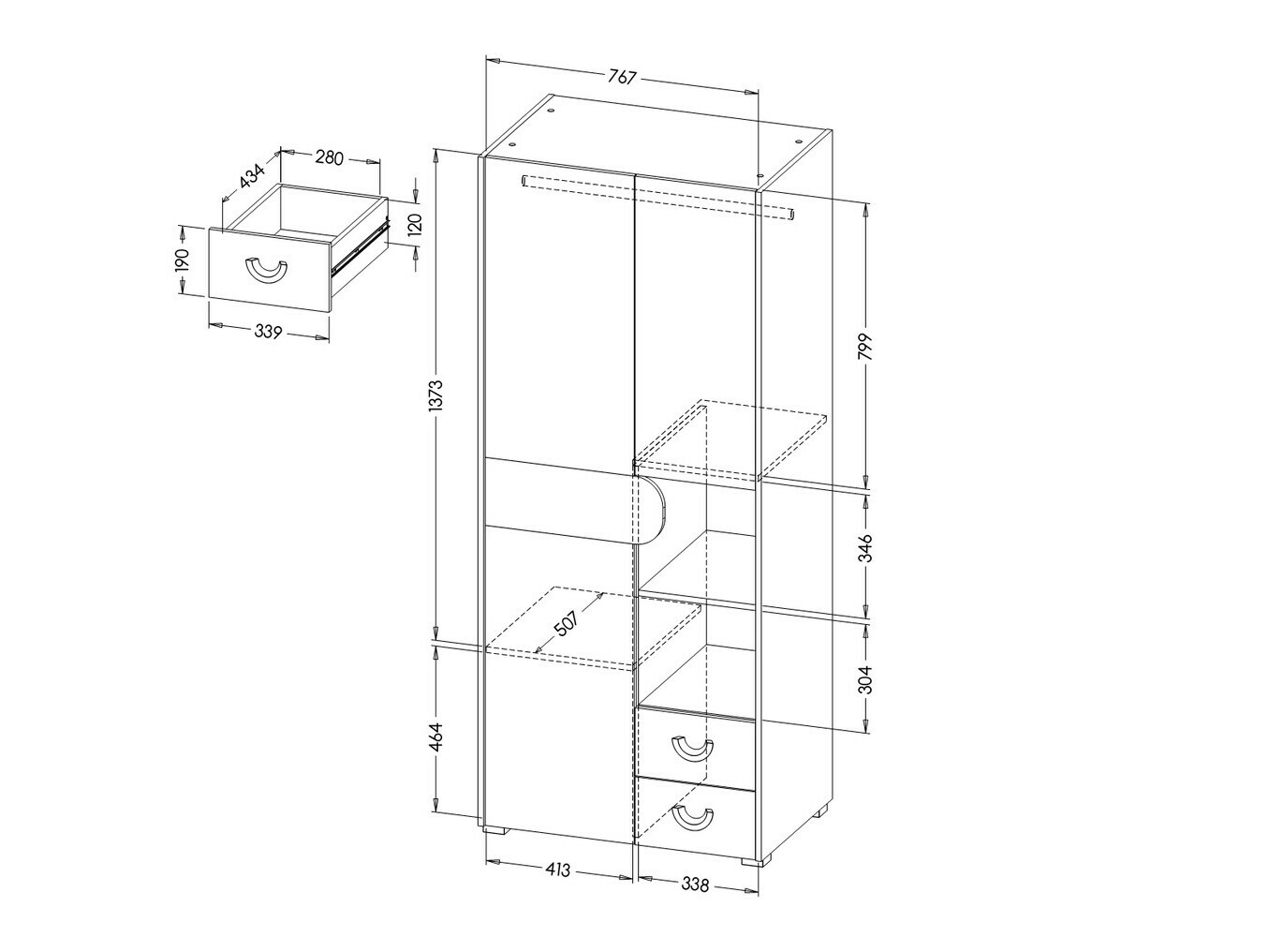 Kledingkast Lomteo 100