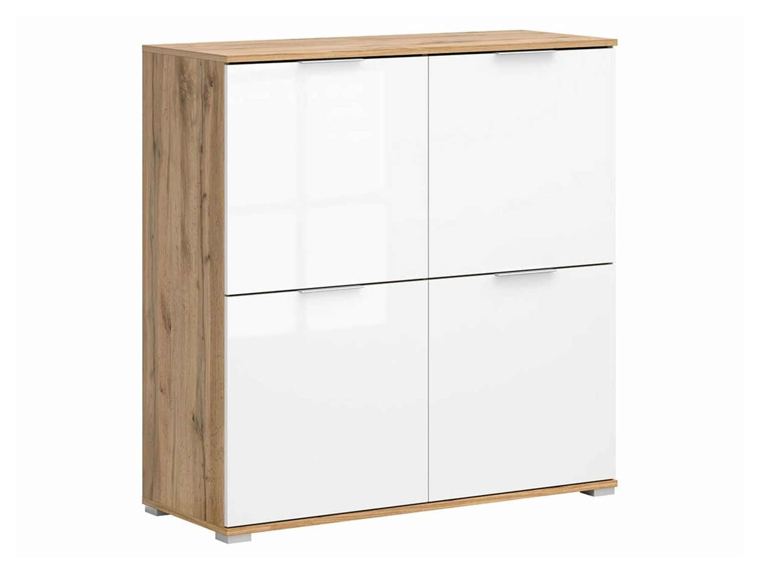 Dressoir Tivetra 103 (Wotan eik + Glanzend wit)