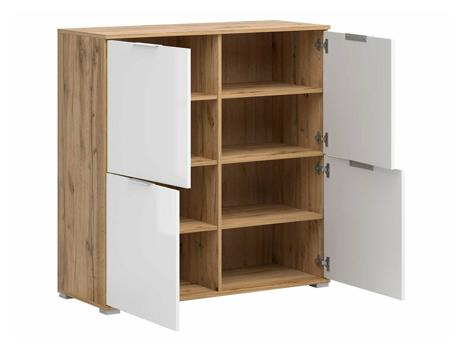 Dressoir Tivetra 103 (Wotan eik + Glanzend wit)