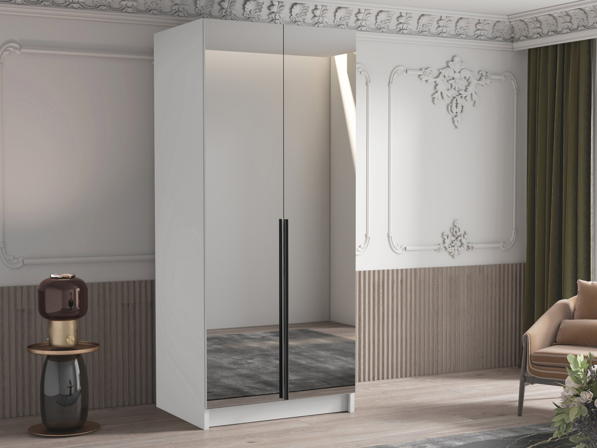 Kledingkast Closico 193 (Wit + Zwart)