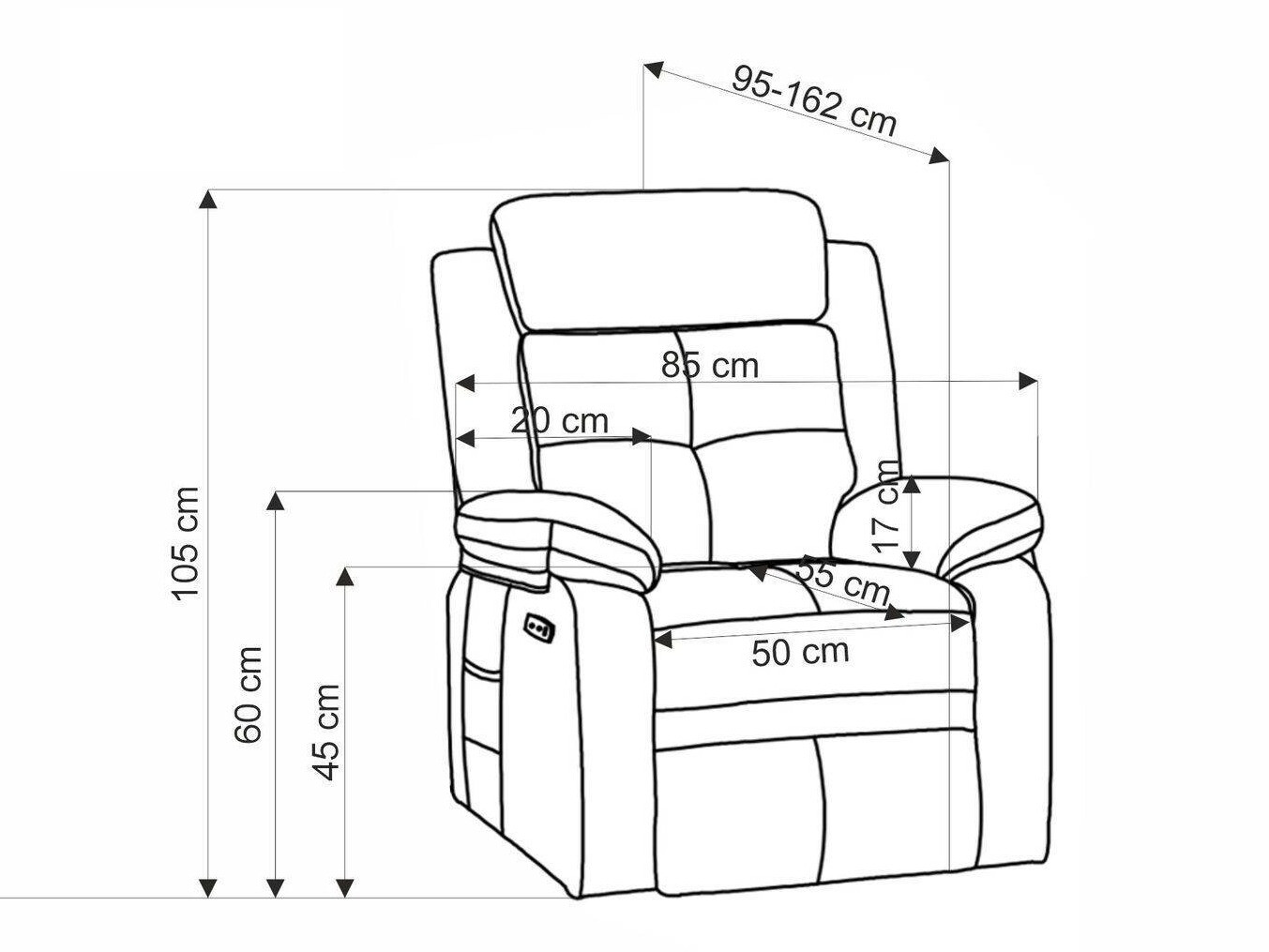 Relaxfauteuil Houston 1781 (Grijs)