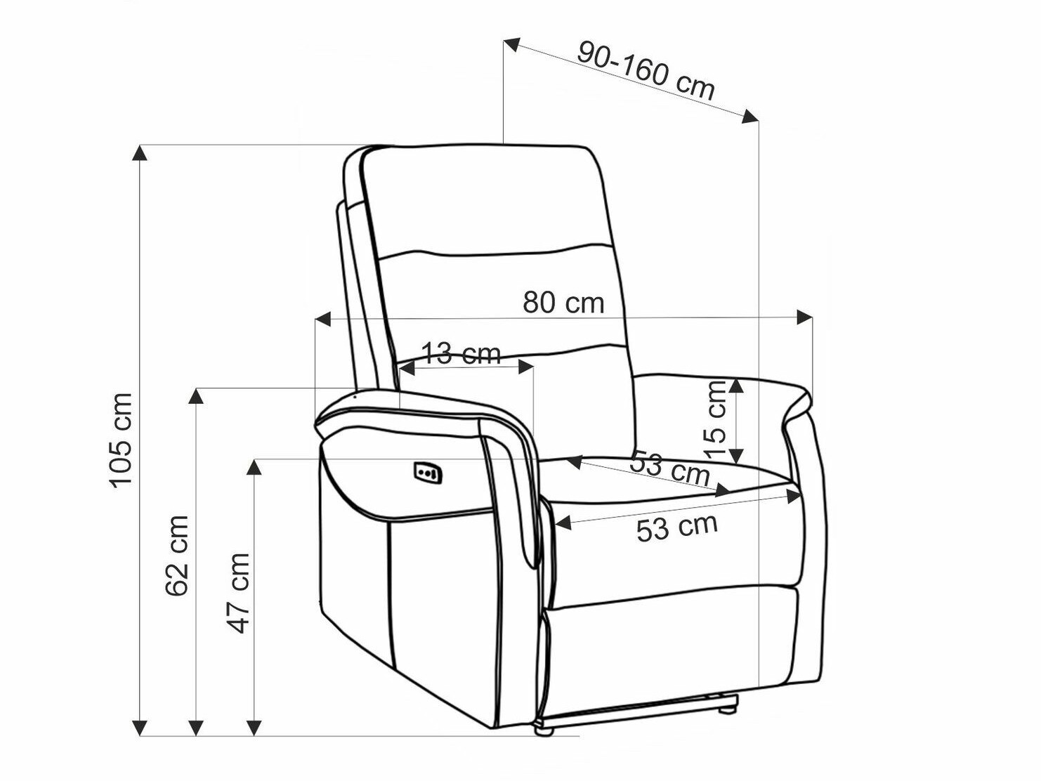 Relaxfauteuil Houston 1782 (Grijs)