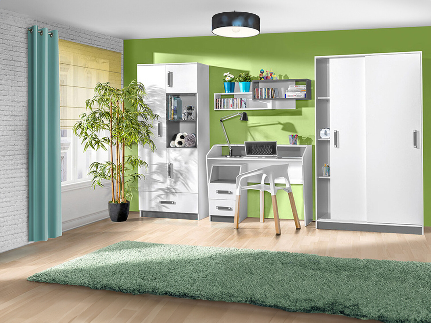 De reeks van de kinderkamer Lorlare 119 (Wit + Grijs)