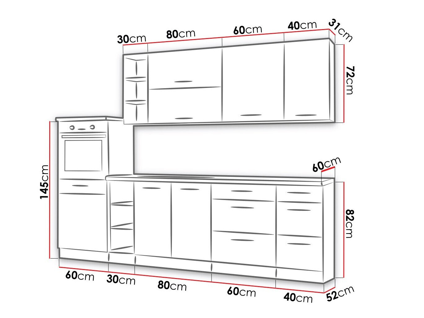 Modulaire keukenset Wood Dark 130