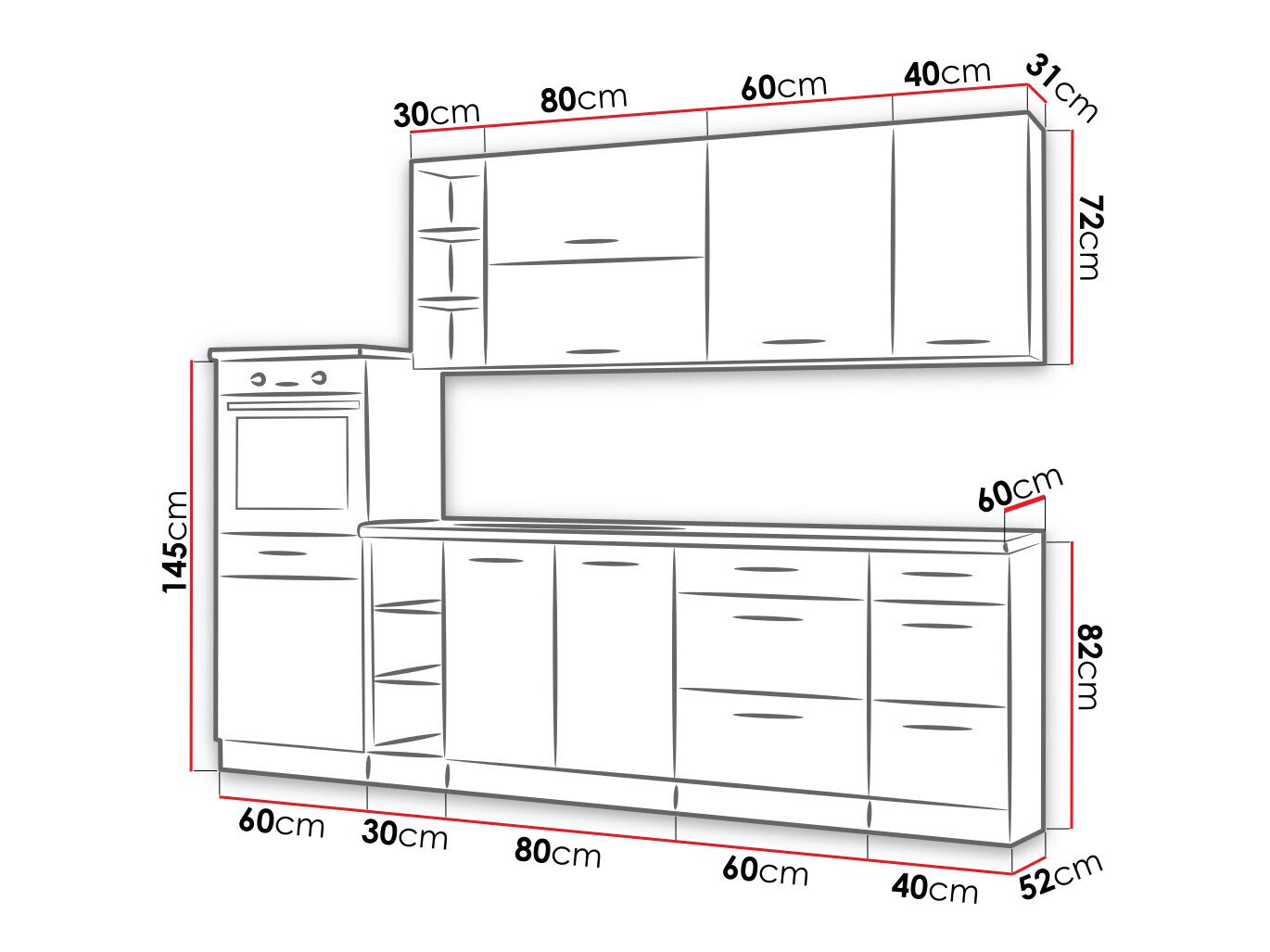 Modulaire keukenset Wood Dark 130