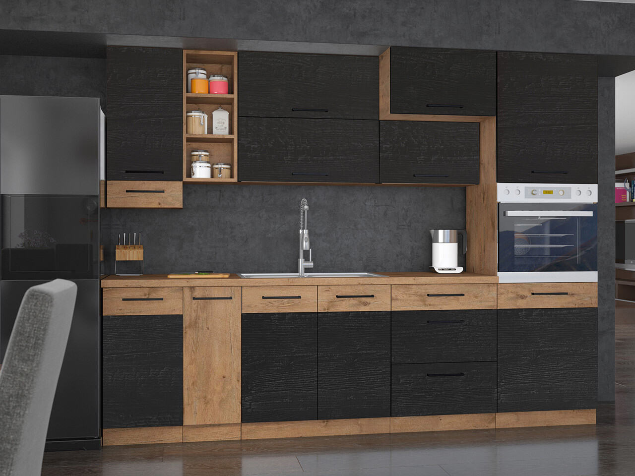 Modulaire wandkast Wood Dark 110