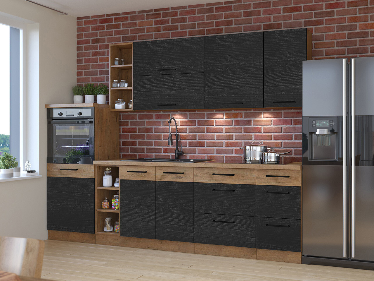 Modulaire wandkast Wood Dark 135
