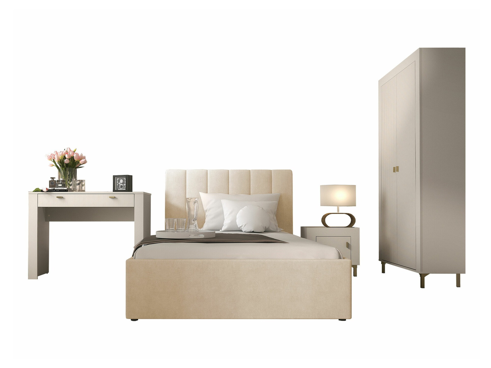 Slaapkamer set Mormavu 112 (Kasjmier + Beige)