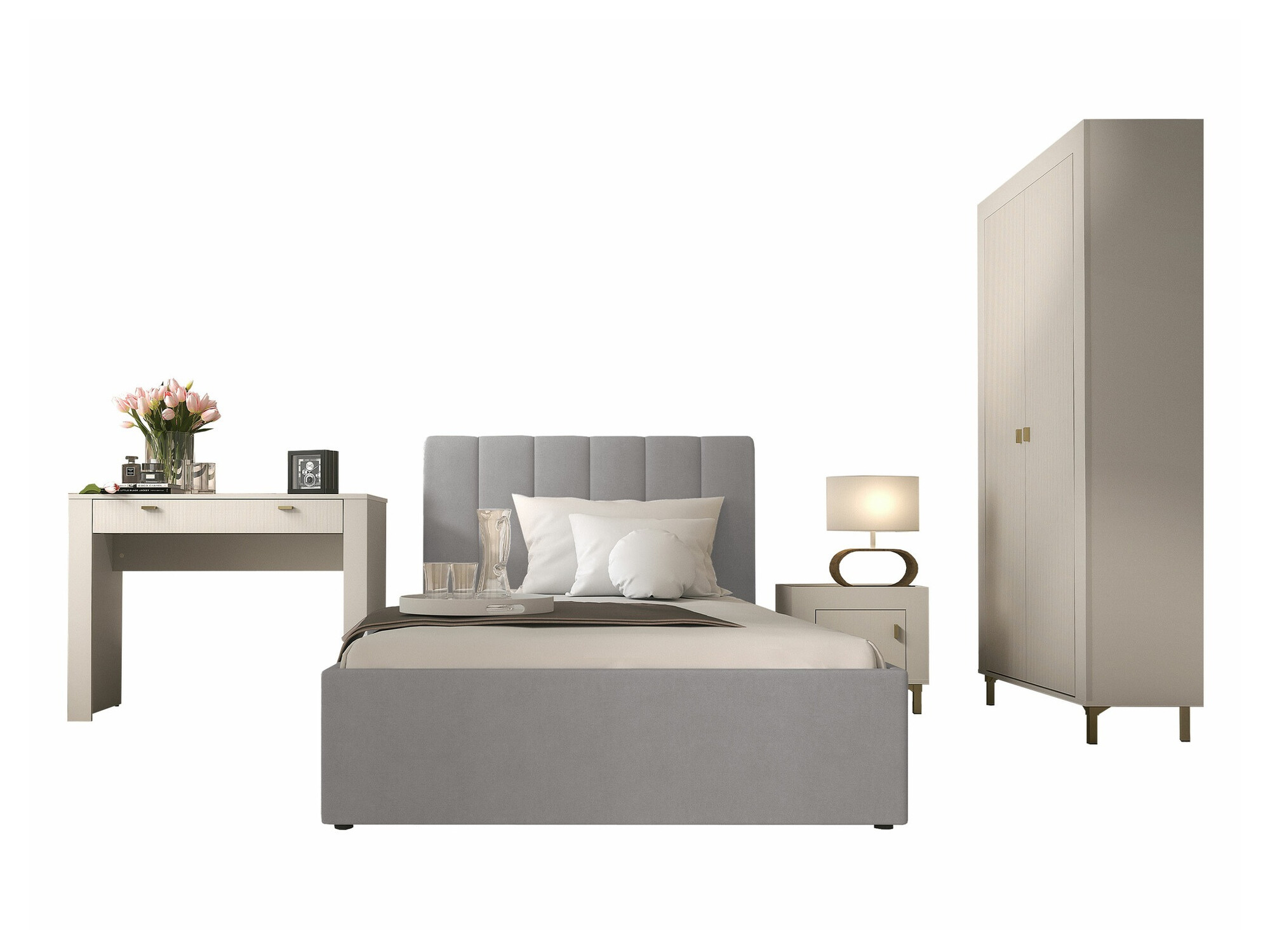 Slaapkamer set Mormavu 112 (Kasjmier + Grijs)