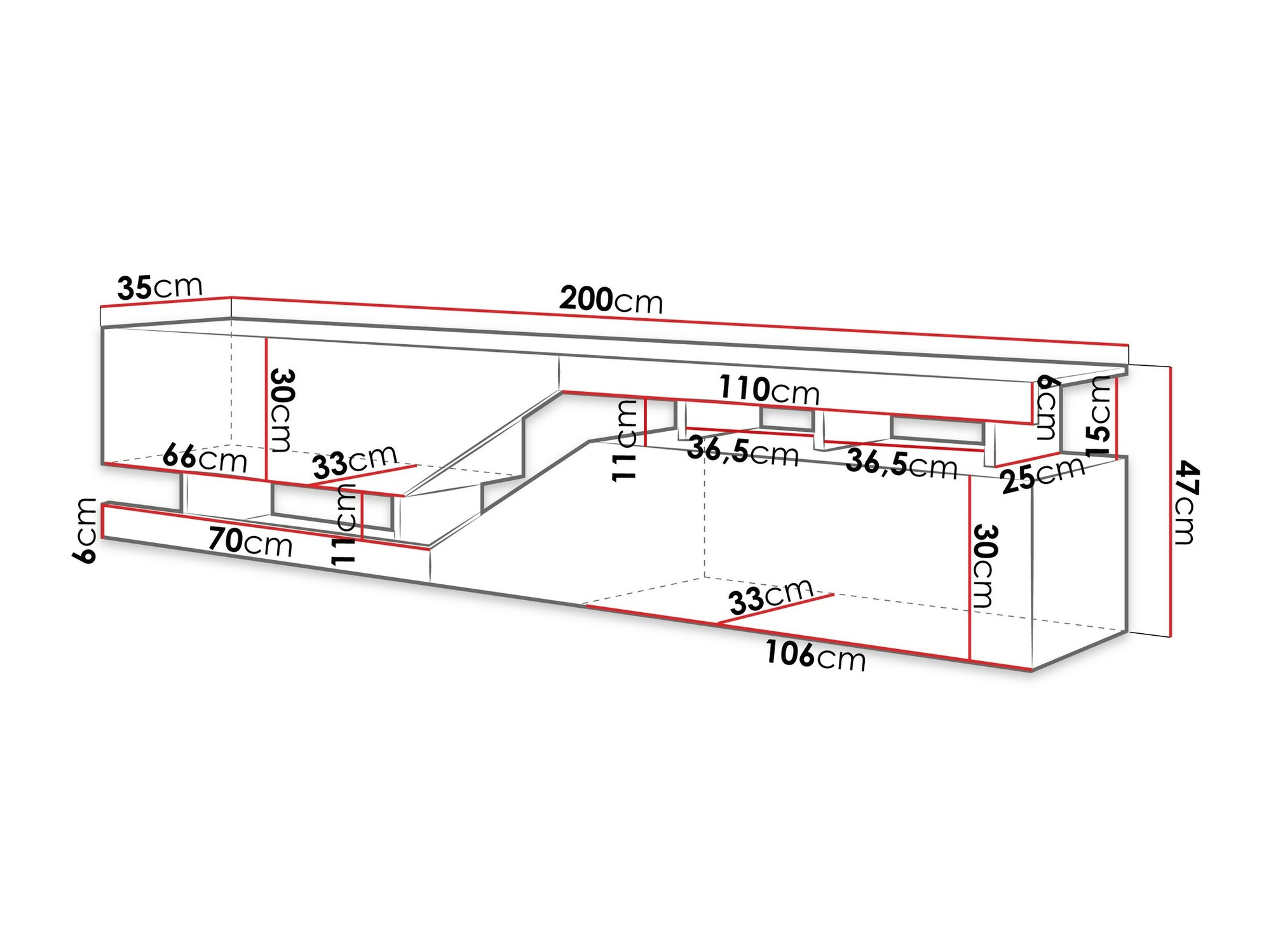 TV-meubel Comfivo Daldune 104 (Antraciet + Wotan eik)