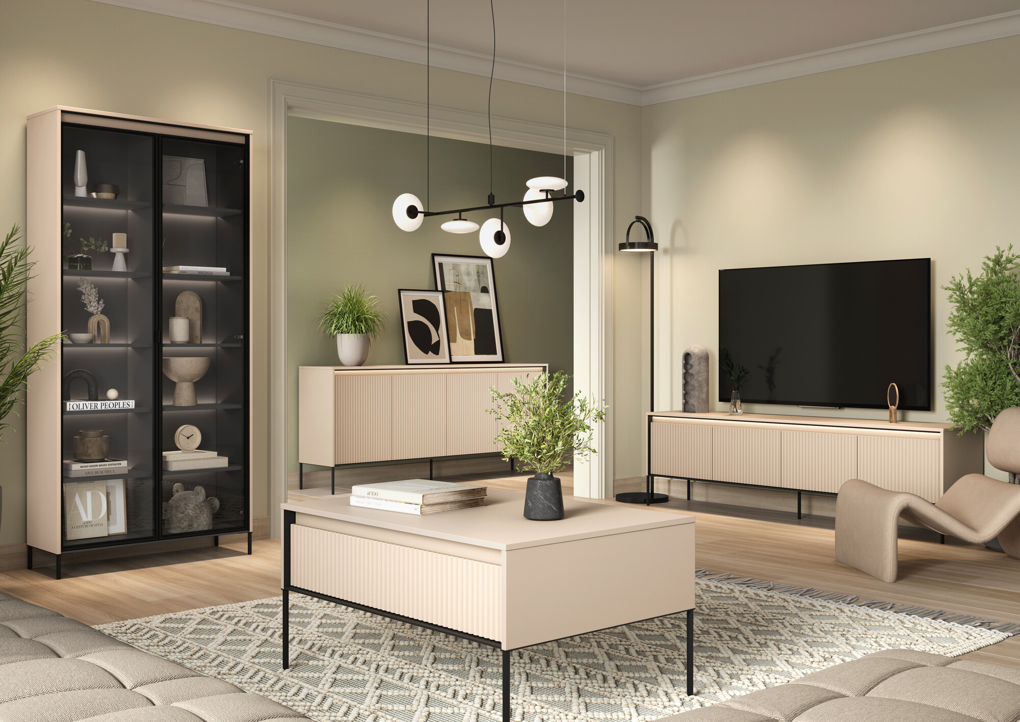 Boekenkast Fernolu 106 (Beige + Zwart)