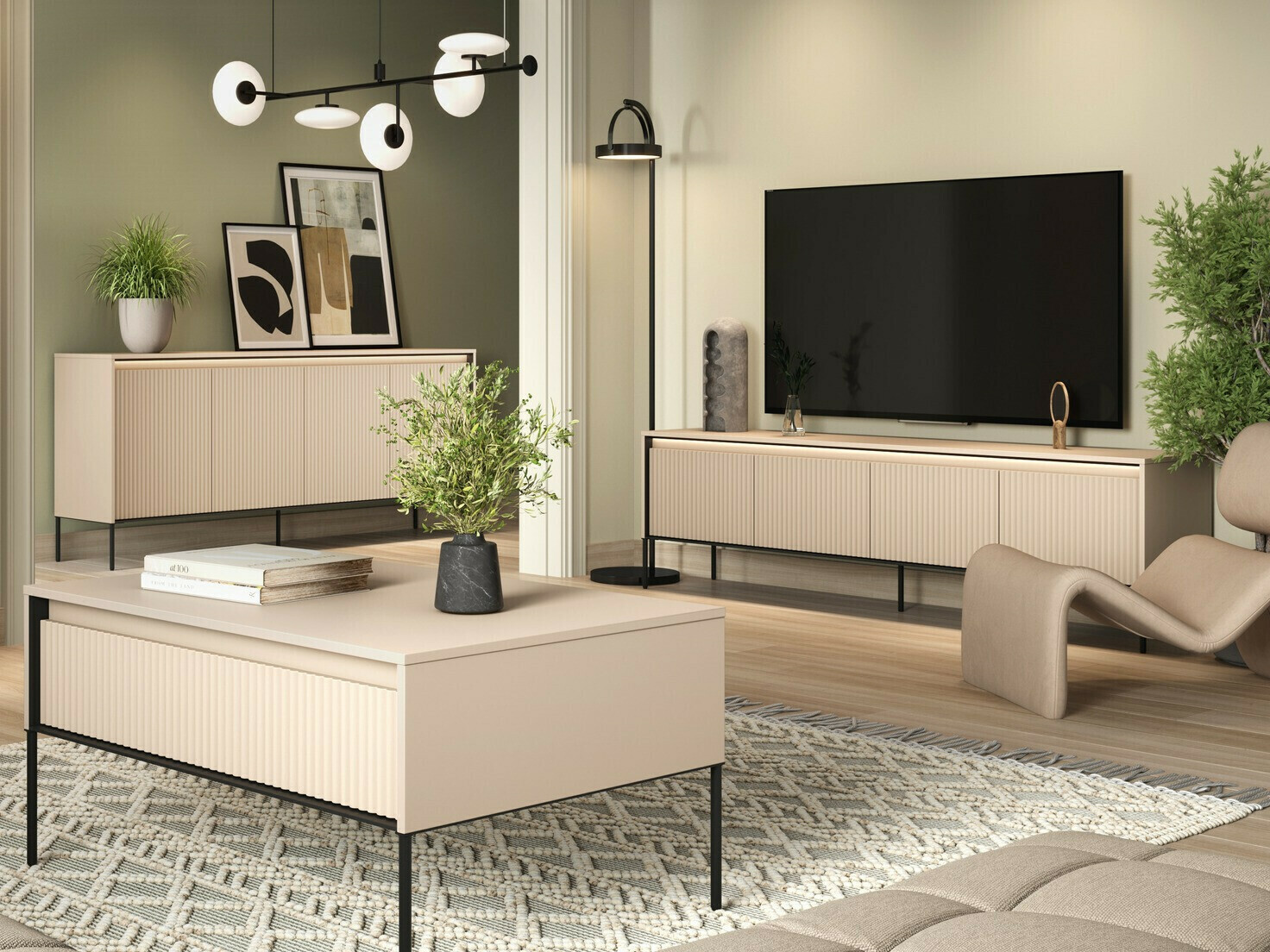 Dressoir Fernolu 103 (Beige + Zwart)