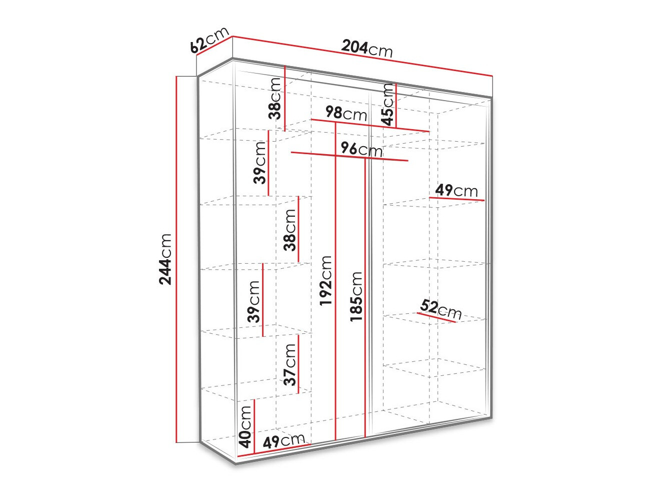 Kledingkast Murrieta 180 (Wit)