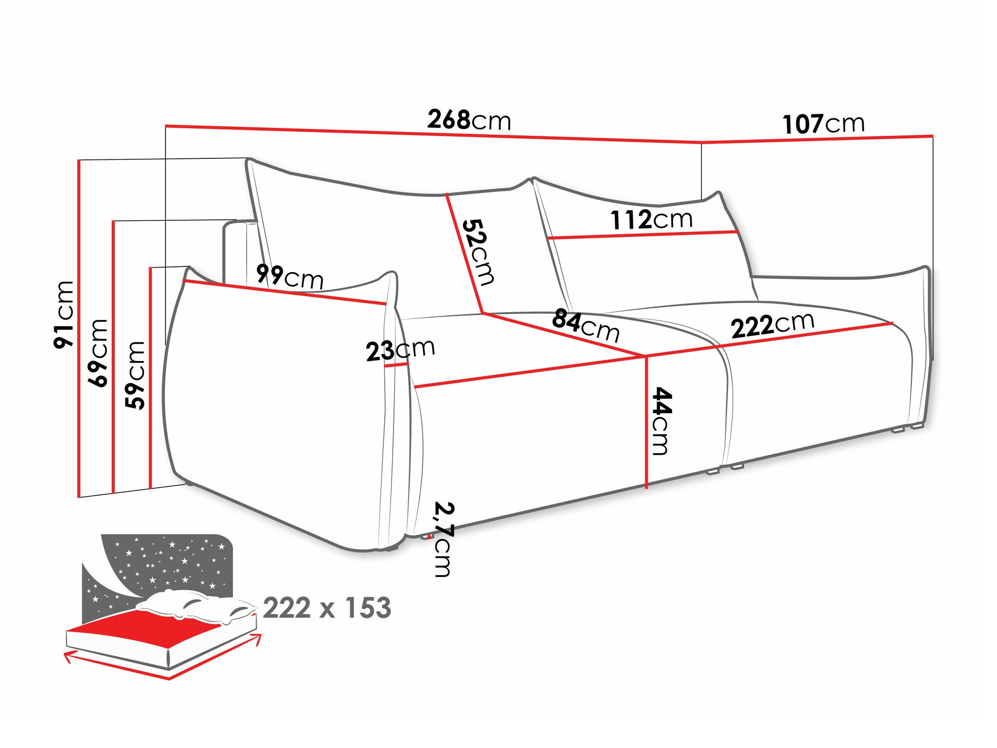 Slaapbank Lincoln 192 (Aragon 03)