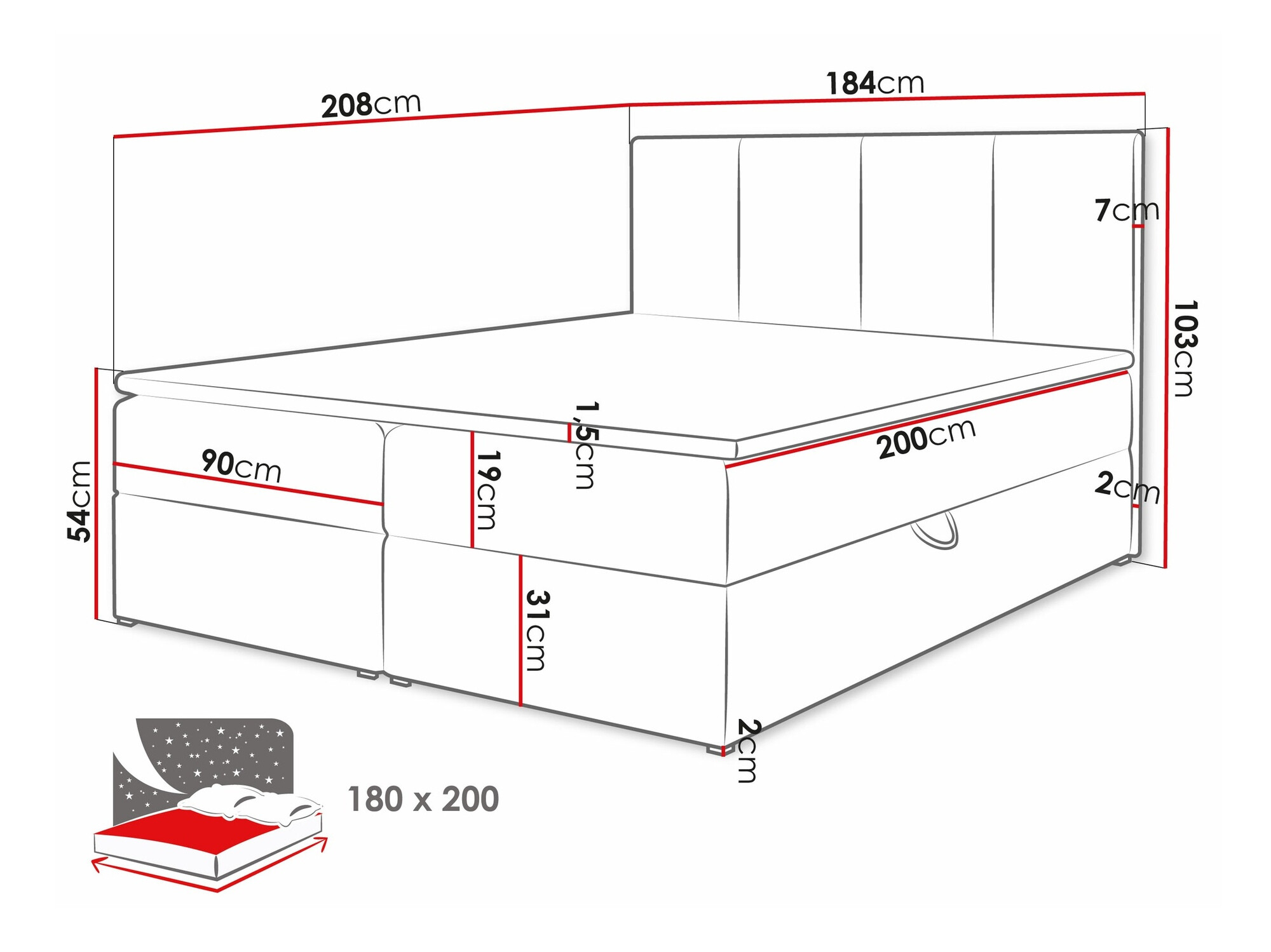 Boxspring Baltimore 147 (Manila 26)
