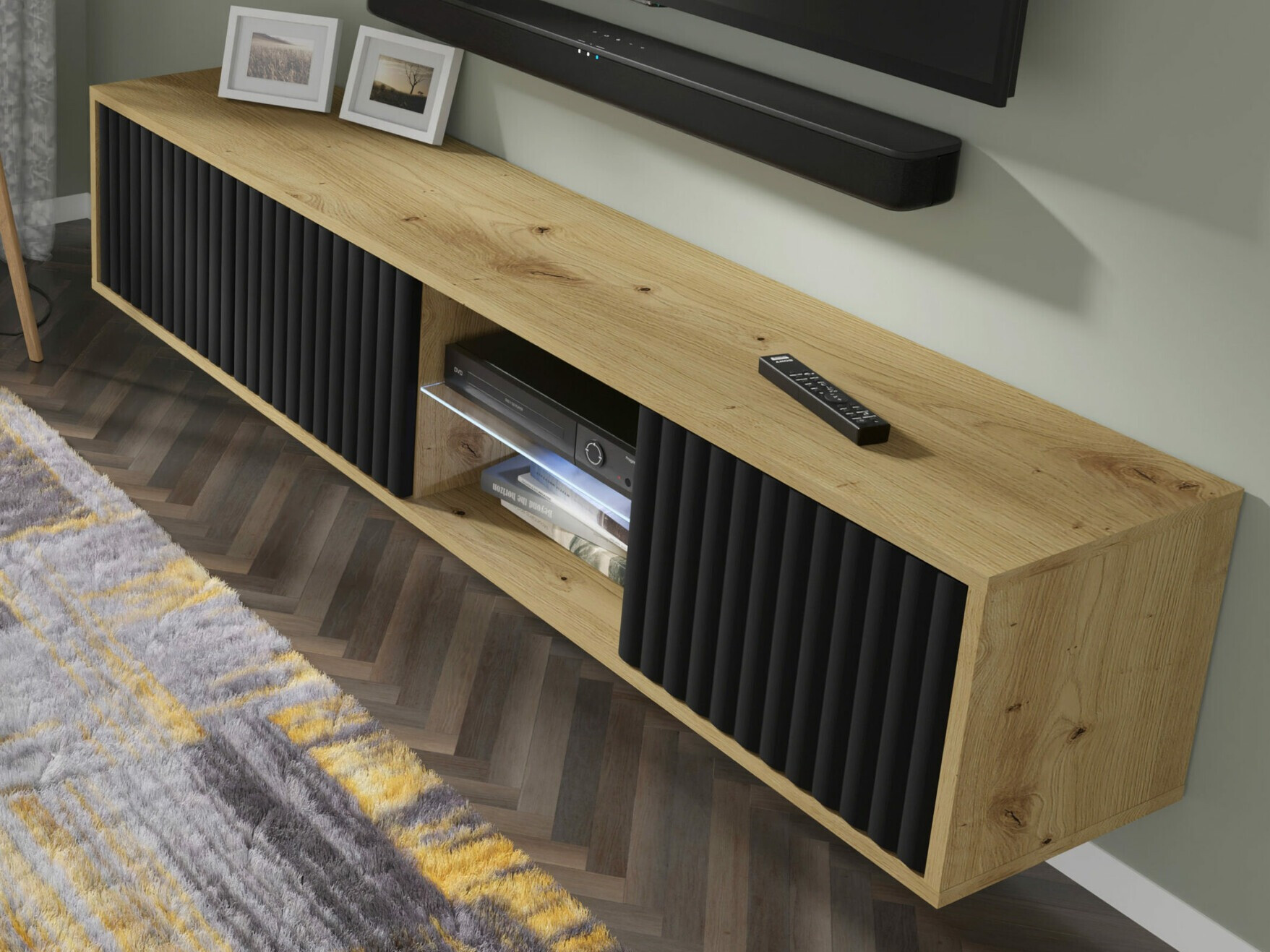 TV-meubel Buffalo 181 (Matzwart + Artisan eiken)