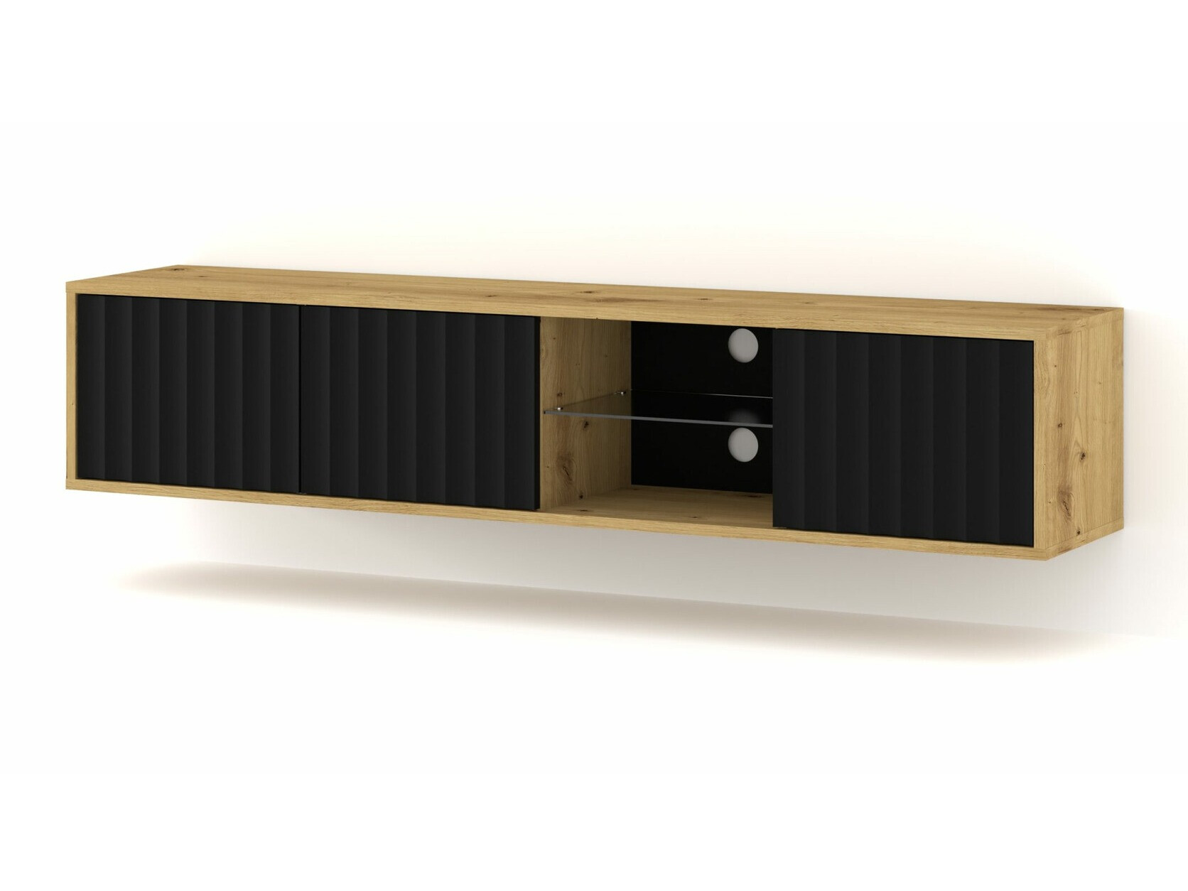 TV-meubel Buffalo 182 (Matzwart + Artisan eiken)