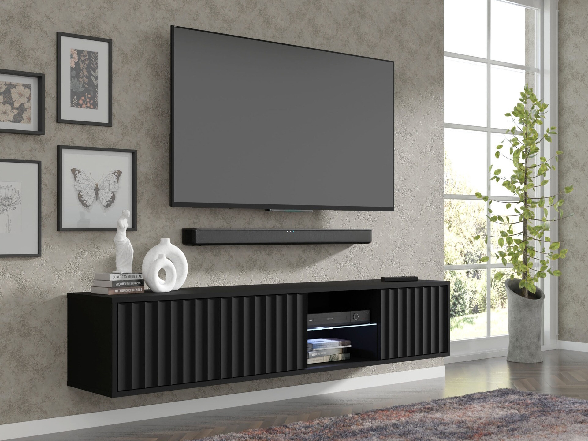 TV-meubel Buffalo 182 (Matzwart)