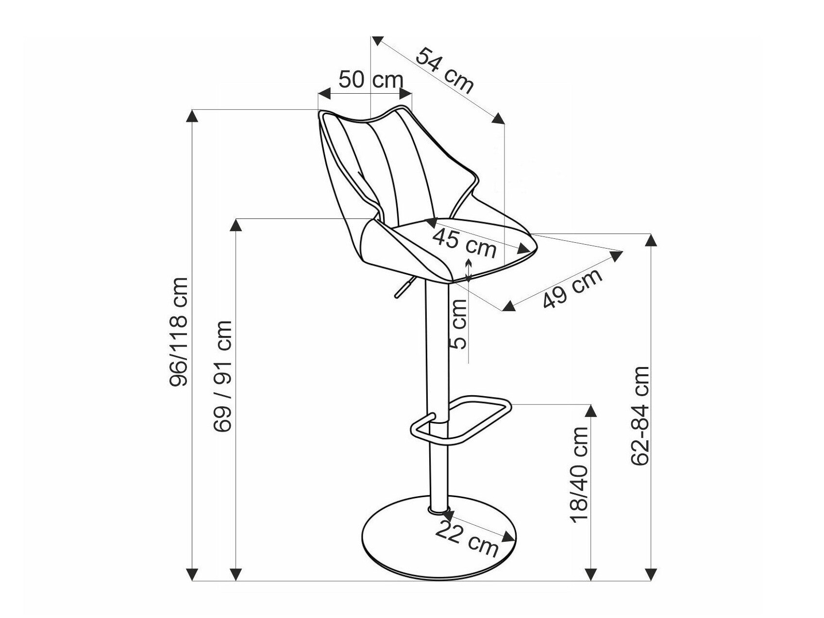 Barkruk Houston 1843 (Grijs)