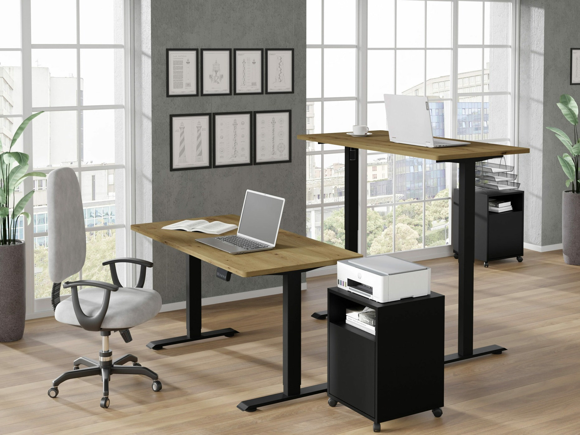 In hoogte verstelbaar bureau Buffalo 183 (Zwart)