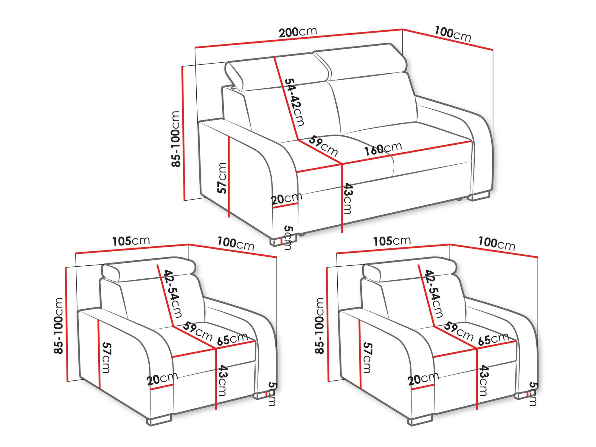 Gestoffeerde meubelset Etrcala 106 (Crown 11)