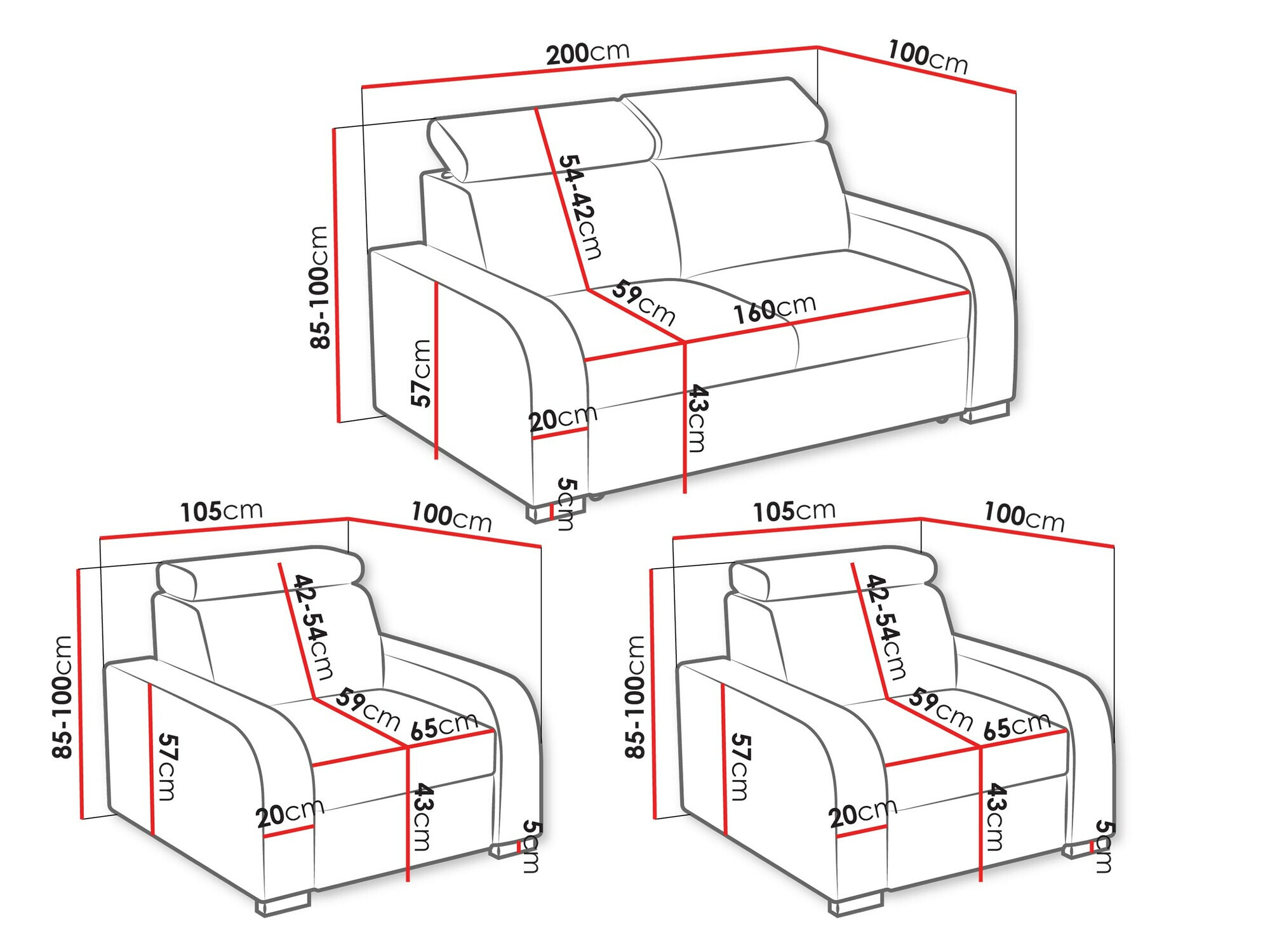 Gestoffeerde meubelset Etrcala 106 (Crown 17)