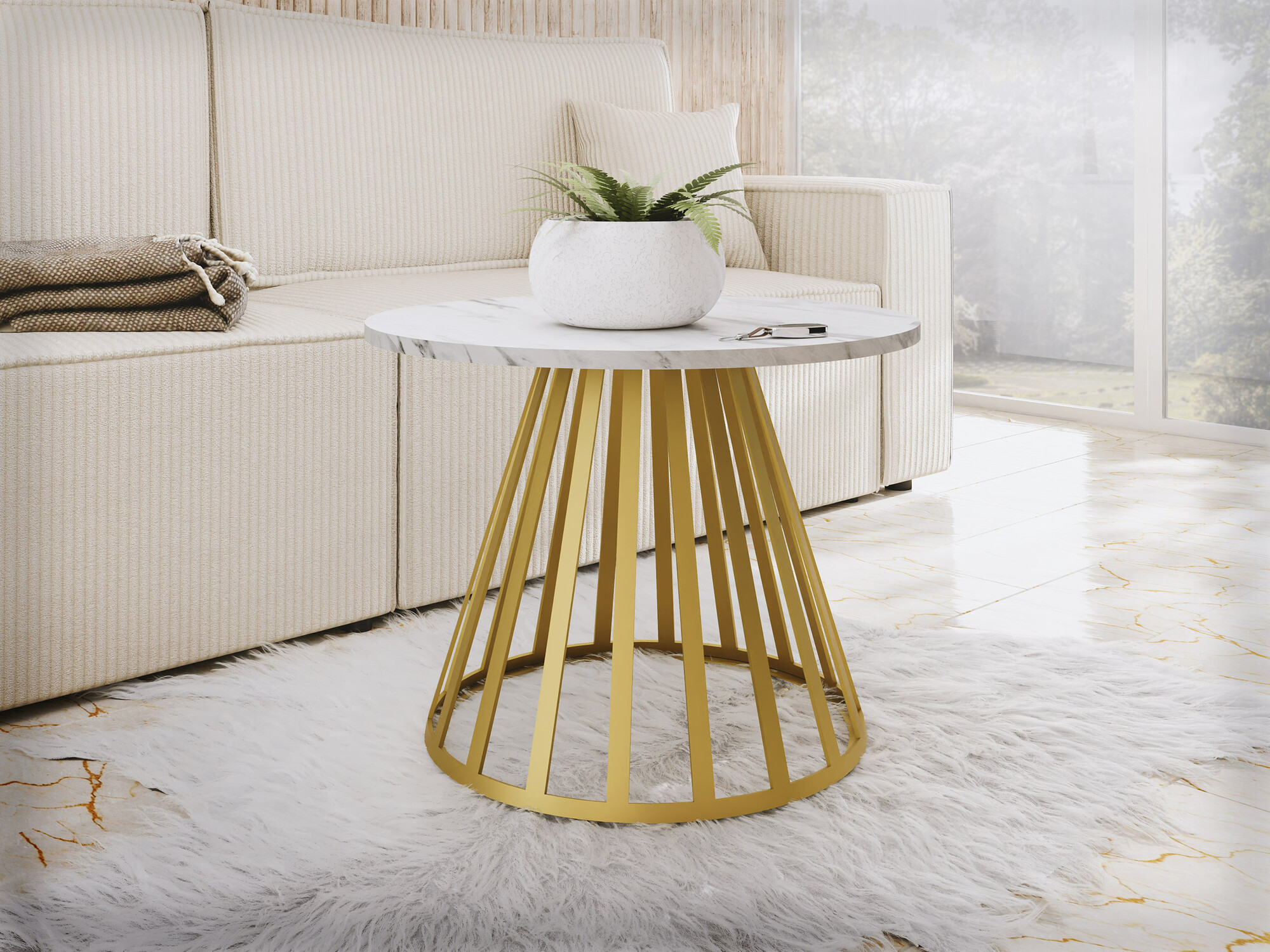 Salontafel Oswego 130 (Wit marmer)