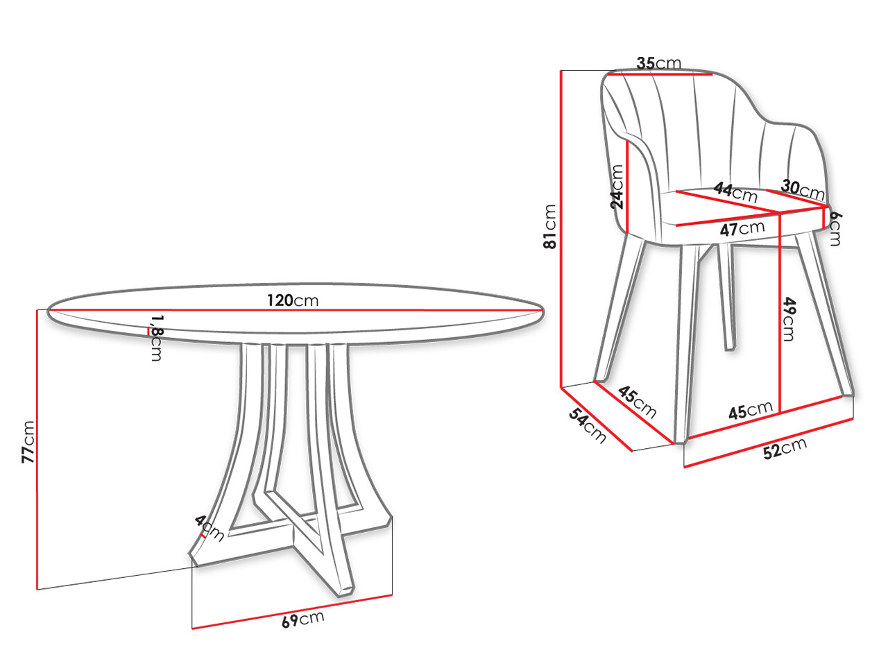 Eetkamerset Racine 137 (Zwart)