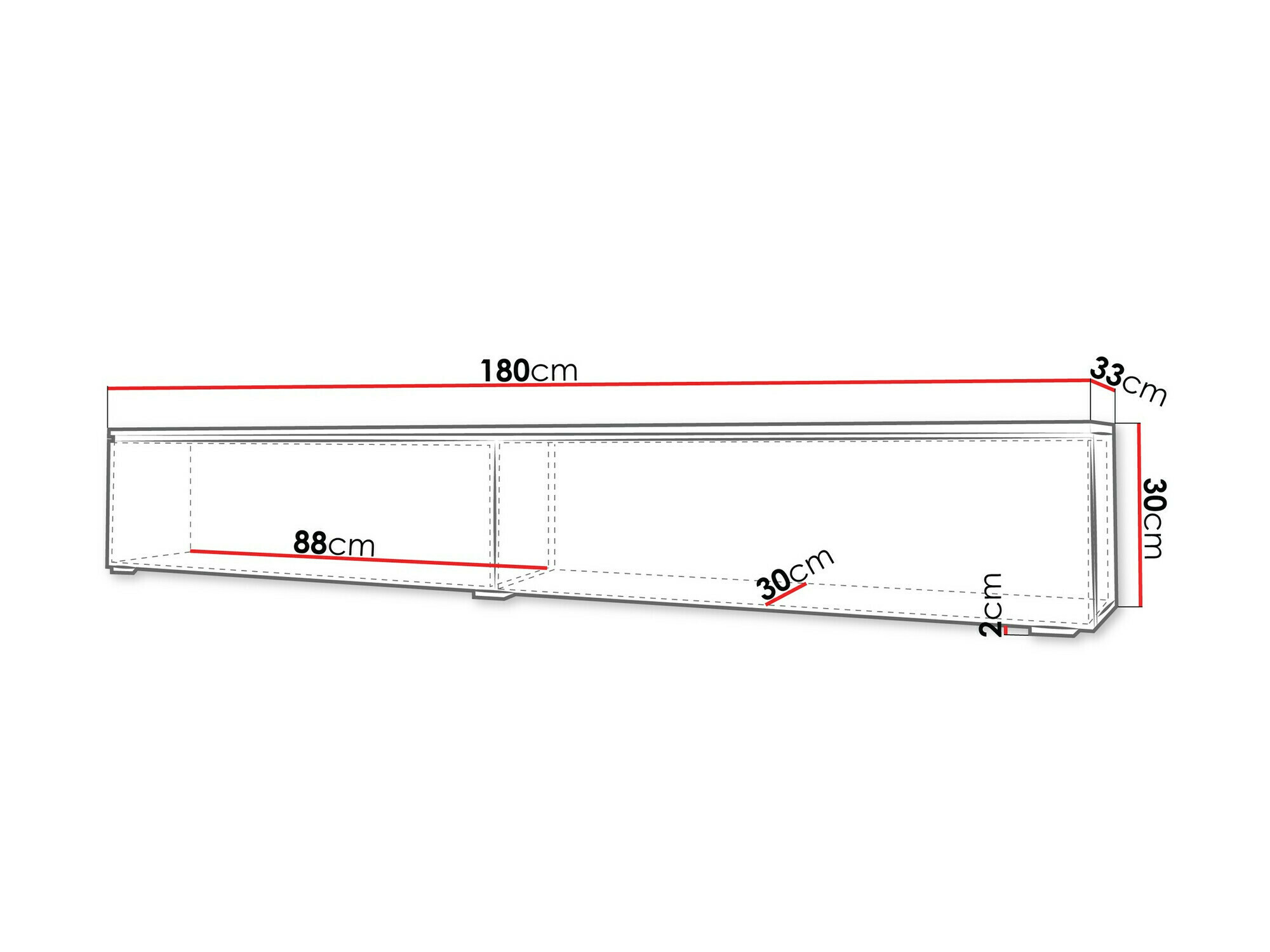 TV-meubel Sarasota 166 (Grafiet + Zwart)