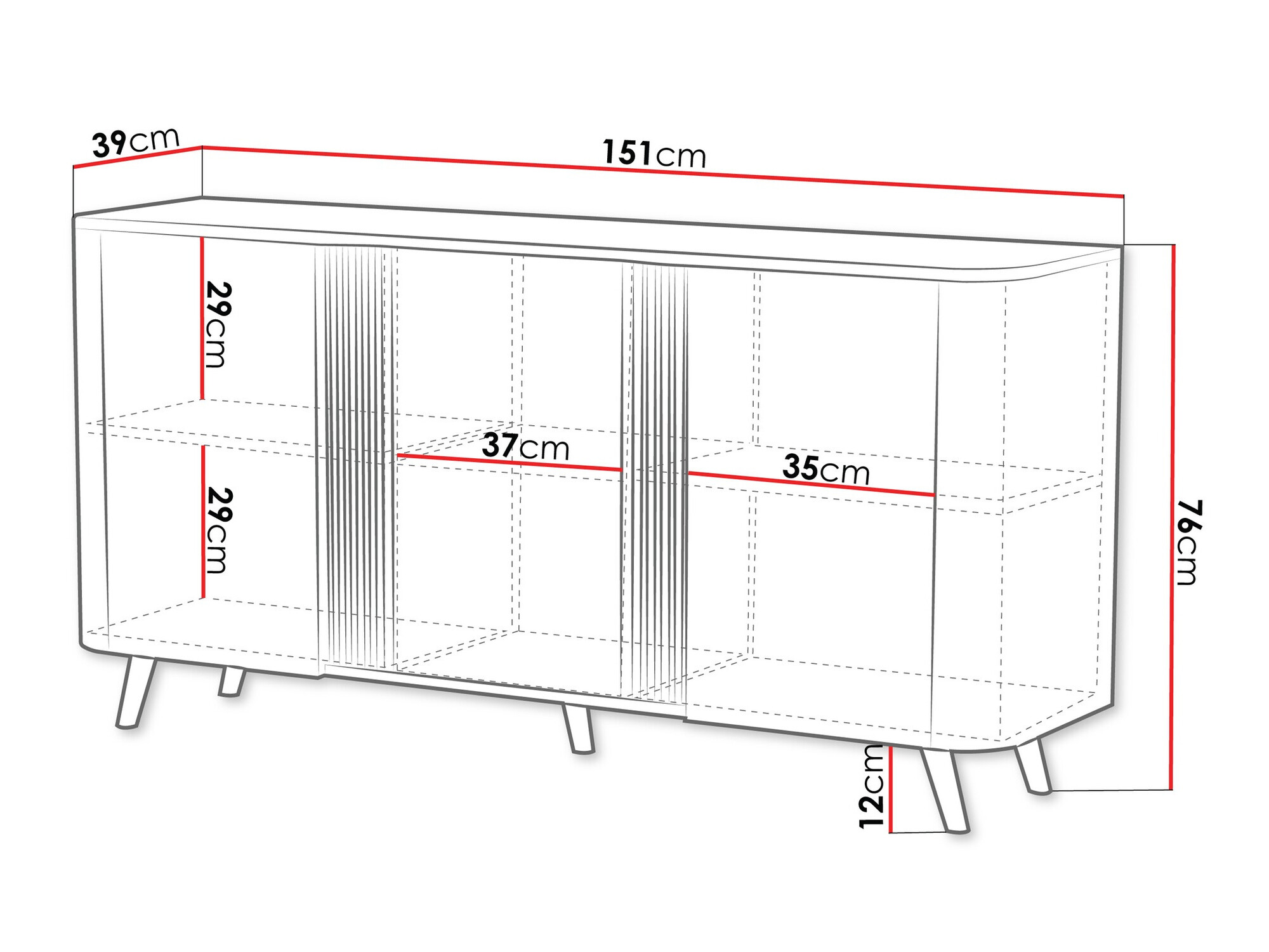 Dressoir Modus (Zwart + Notenhout)