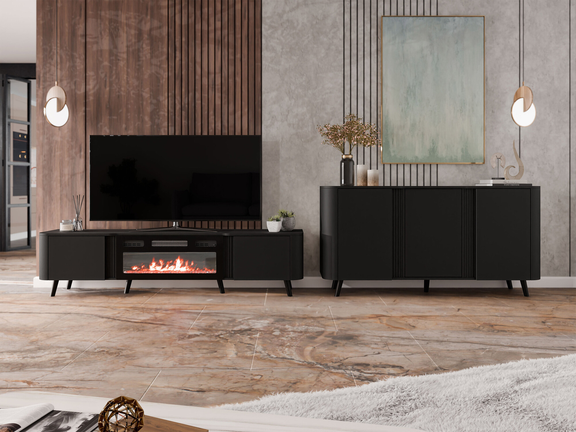 TV-meubel Charlotte 203 (Zwart)