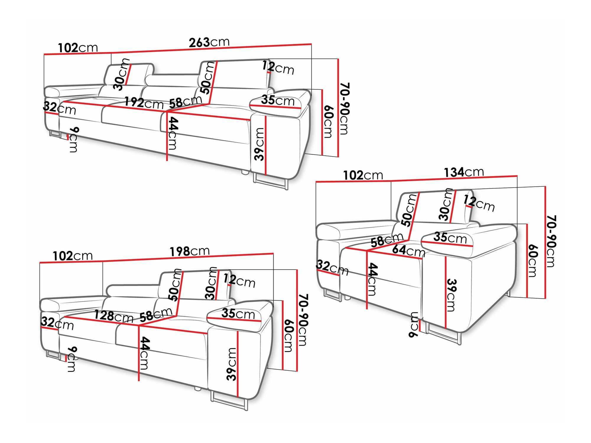 Gestoffeerde meubelset Comfivo Eliferu 107 (Flow 06)