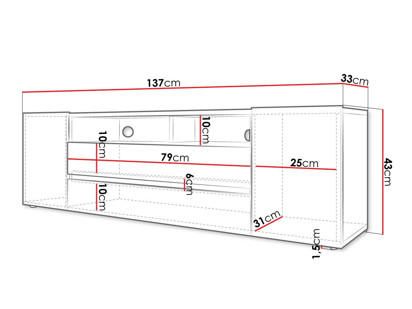 TV-meubel Ager (Wit + Glanzend wit)
