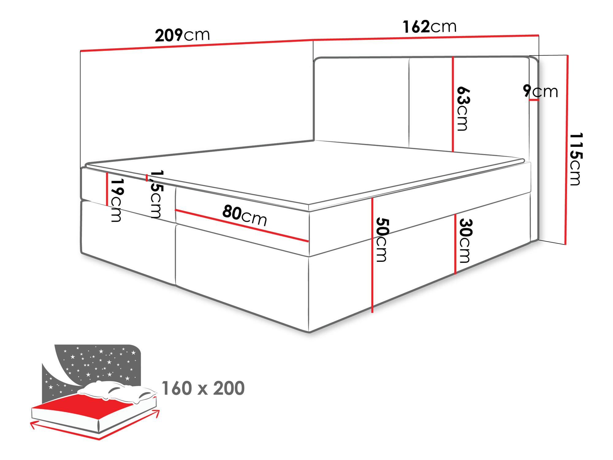 Boxspring Zanesville 100 (Manila 18)