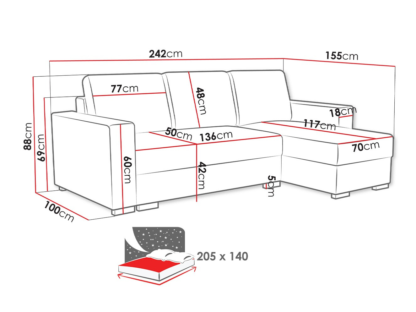 Hoekbank Columbus 187 (Neve 16)