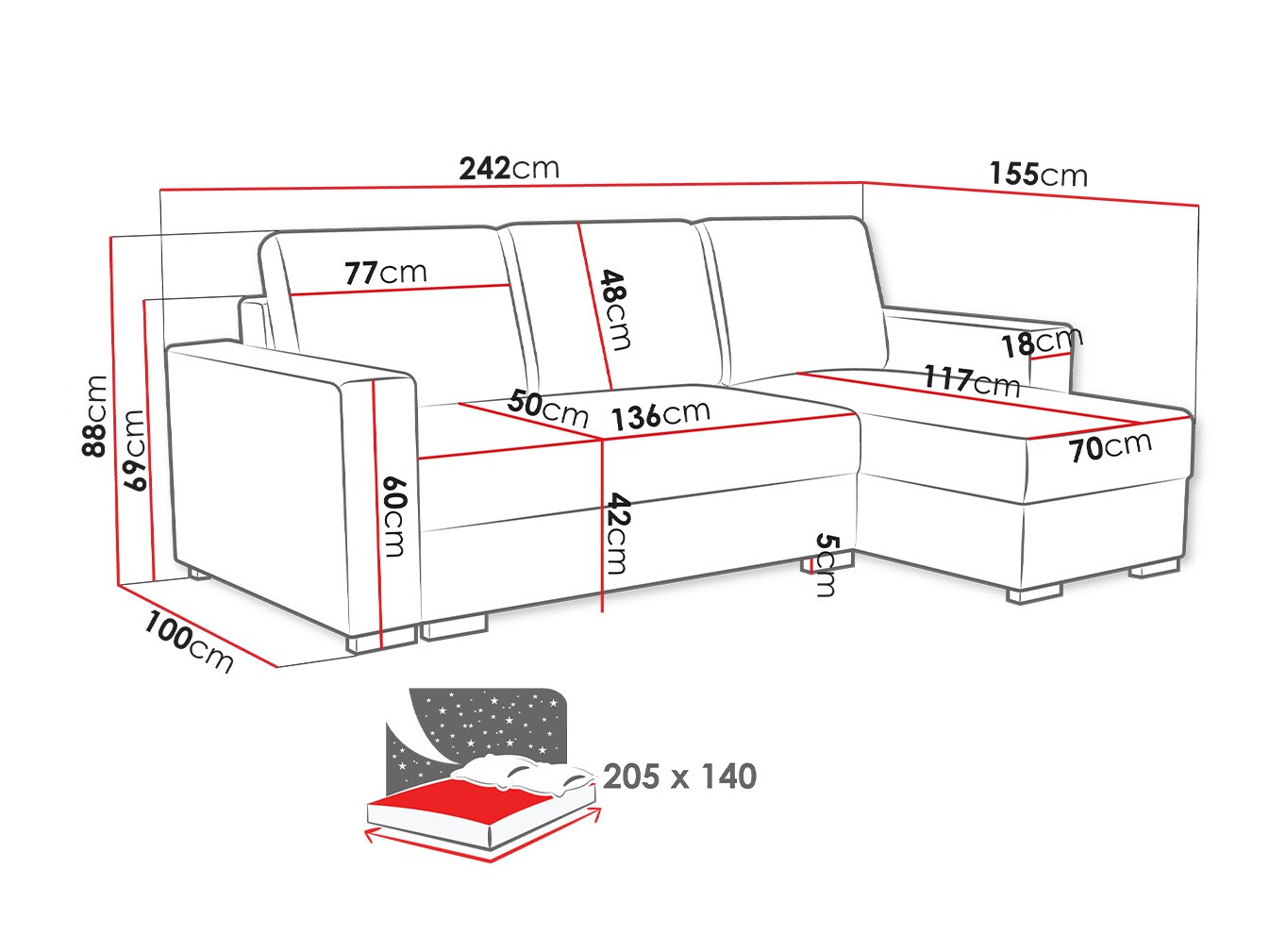 Hoekbank Columbus 187 (Neve 34)