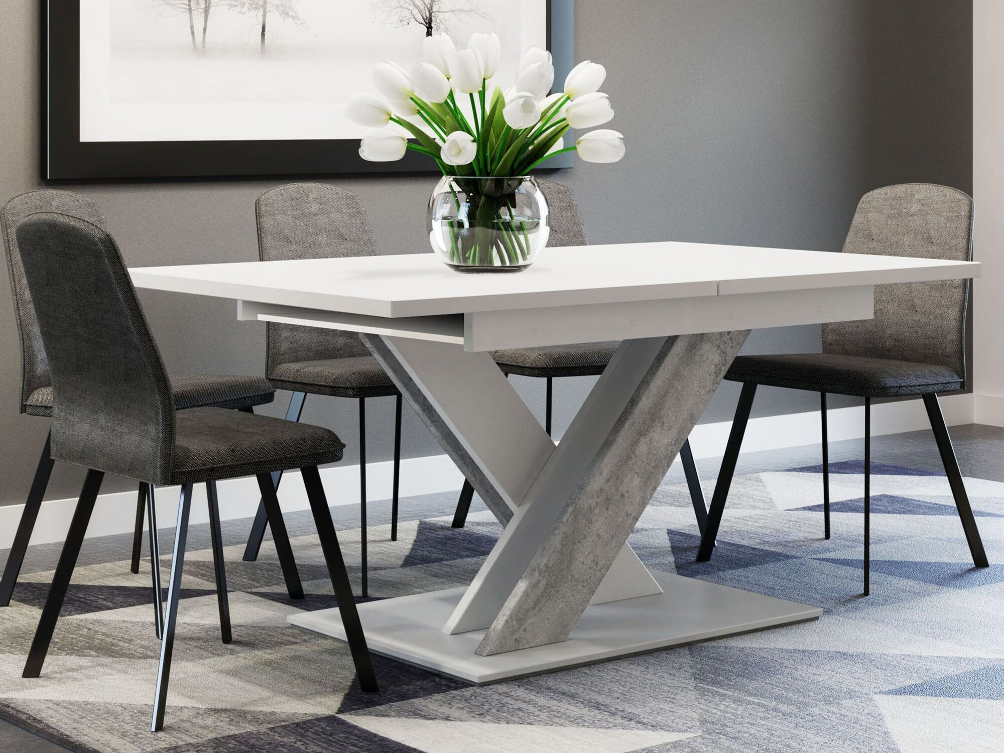 Tafel Decium (Wit + Beton)