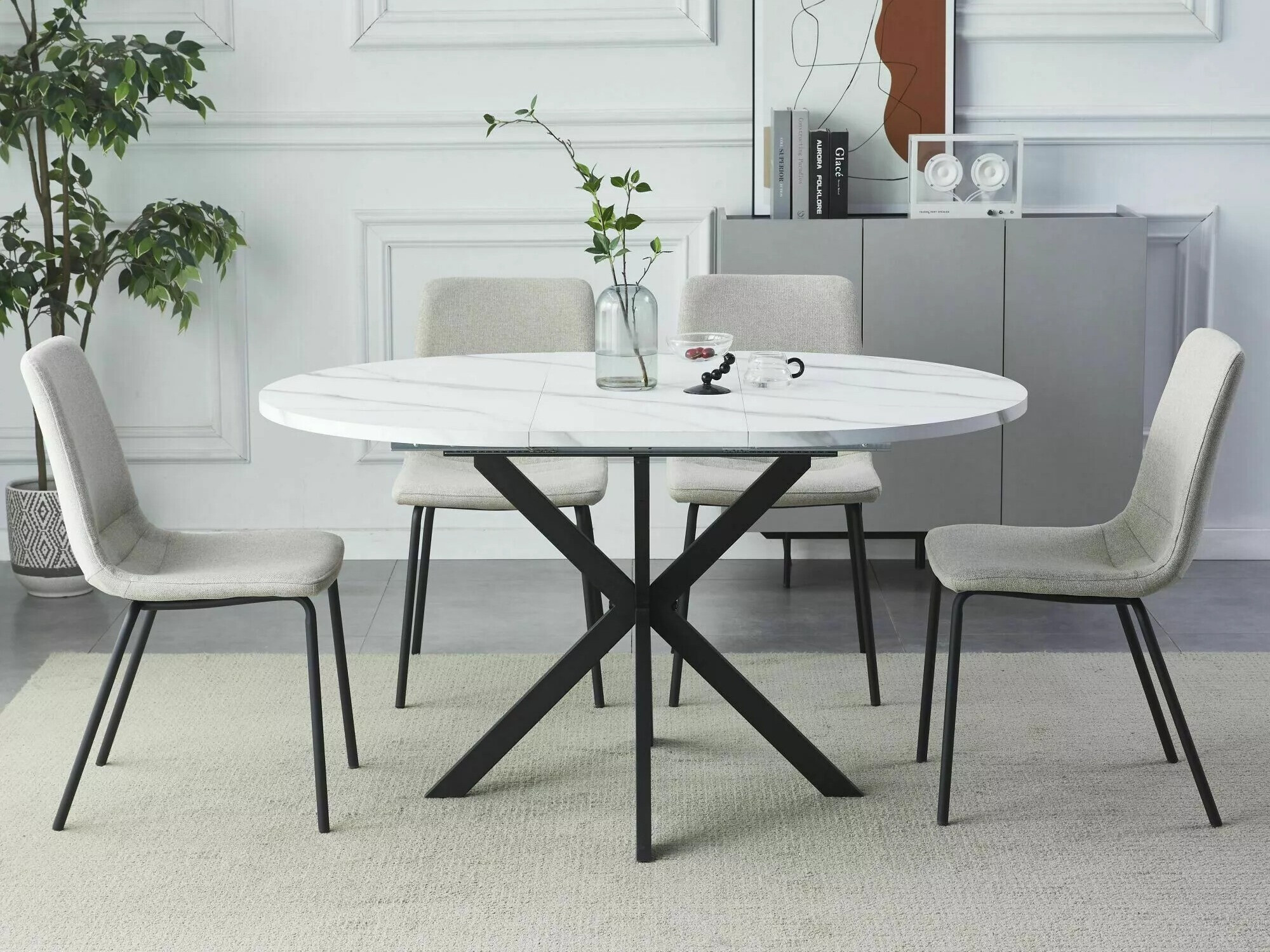 Tafel Detroit 115 (Wit marmer)