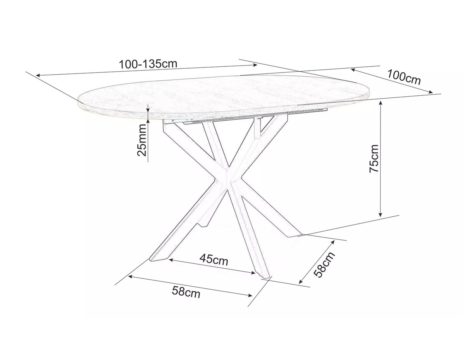 Tafel Detroit 115 (Wit marmer)