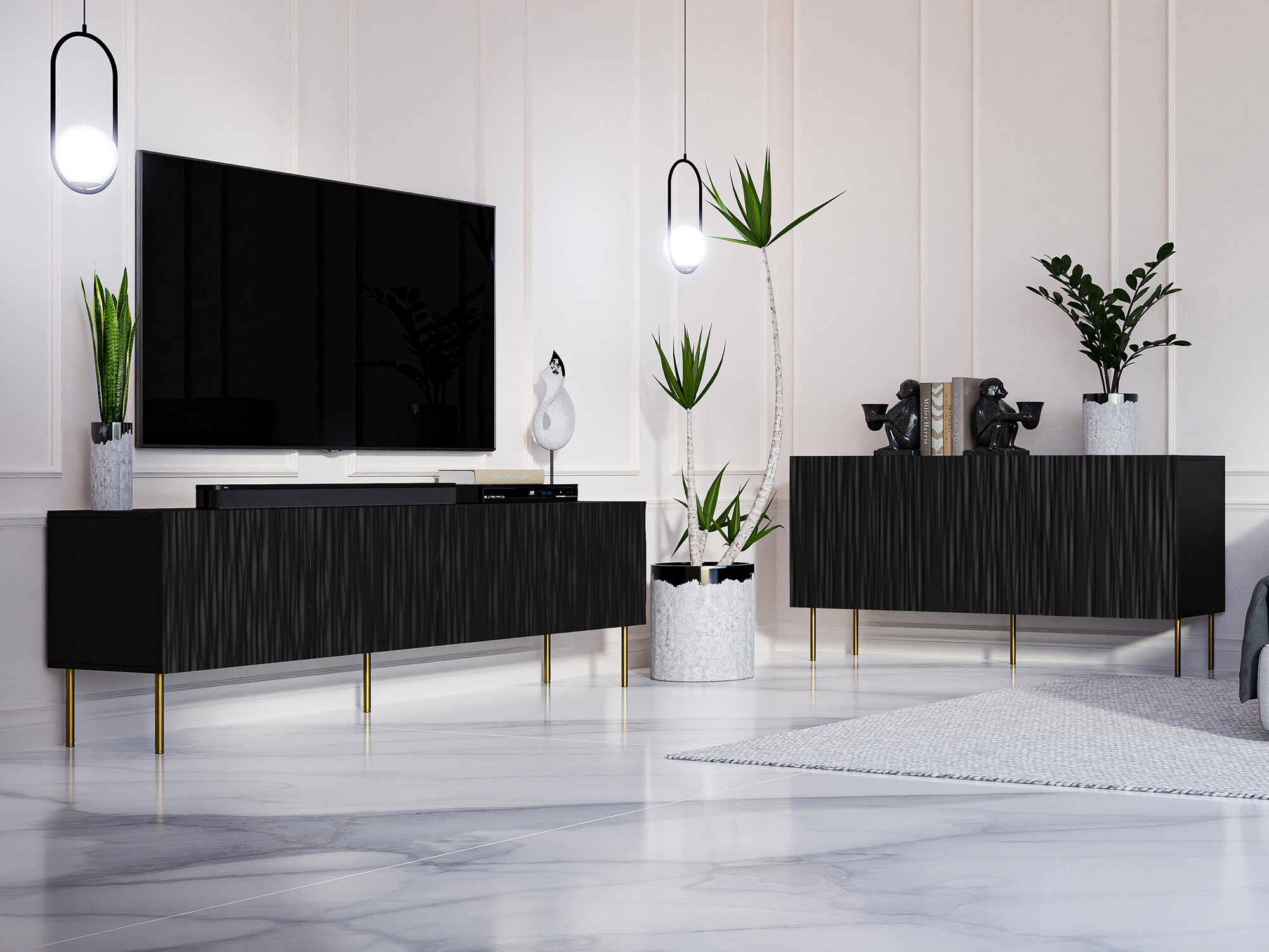 Dressoir Lorelbo 100 (Zwart + Gouden)