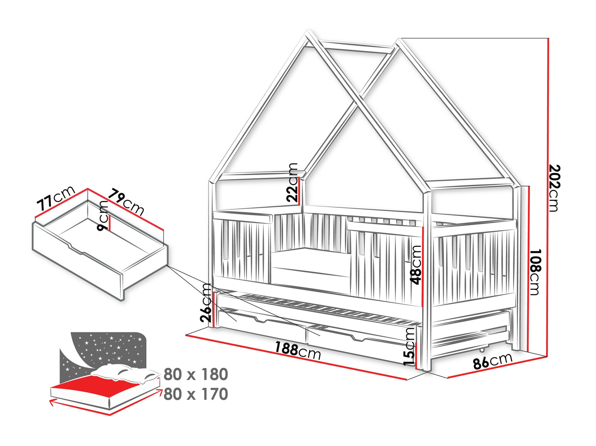 Bed Vista 115 (Grenen)