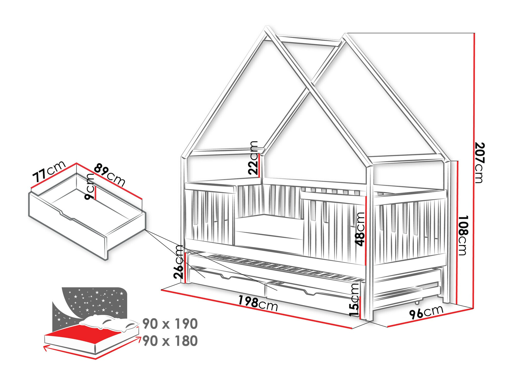 Bed Vista 115 (Grenen)