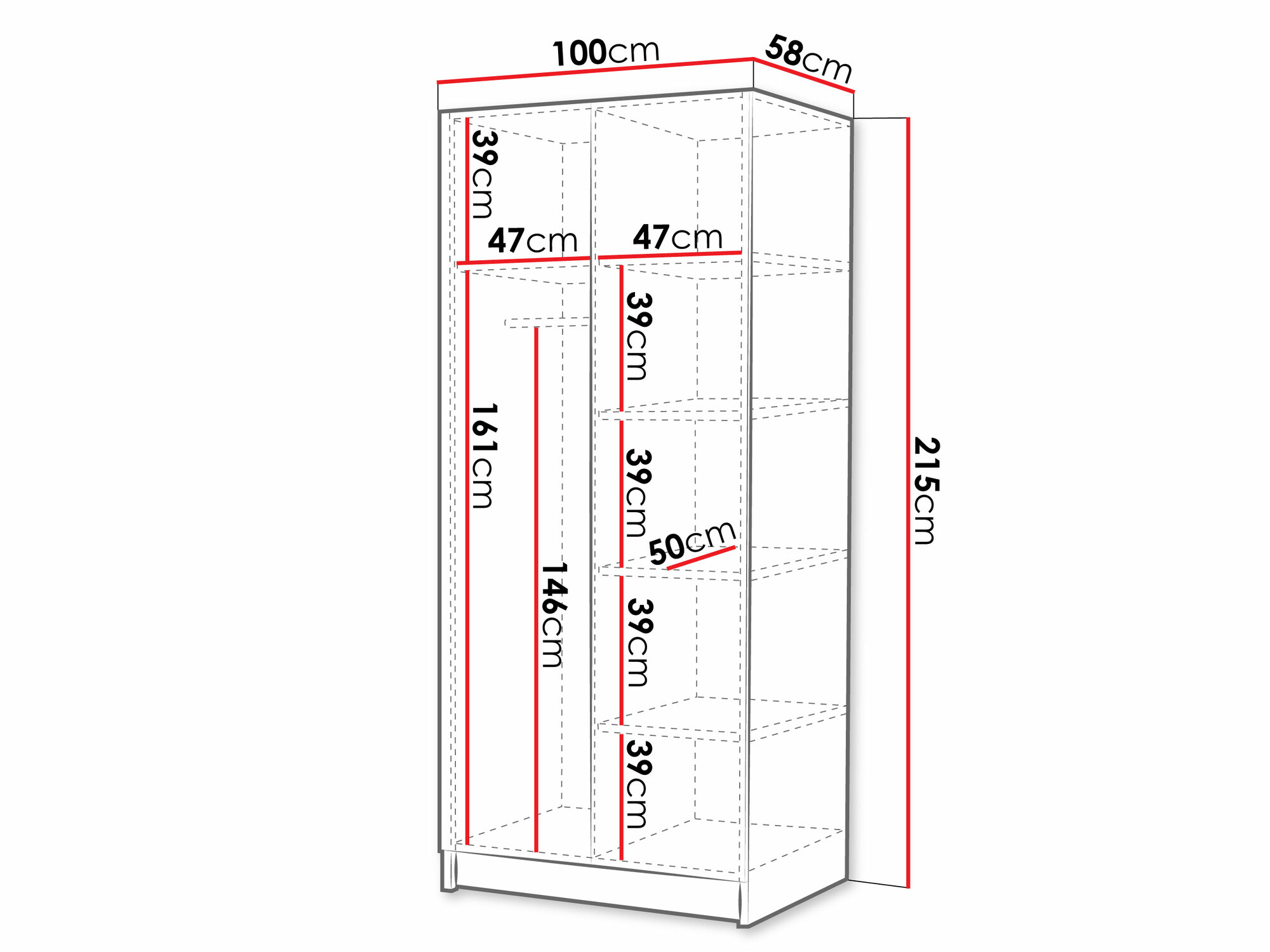 Kledingkast Closico 194 (Zwart)