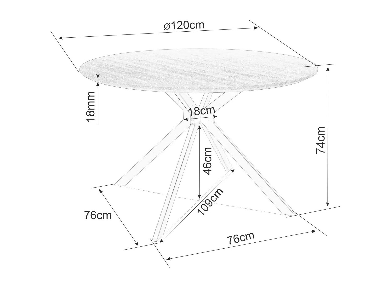 Tafel Detroit 285 (Eiken)