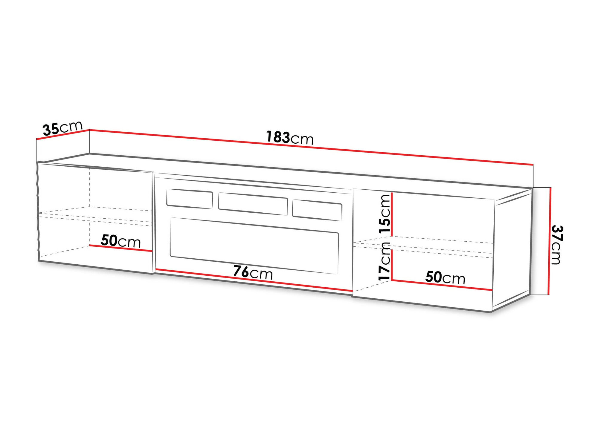 TV-meubel Charlotte 206 (Zwart)