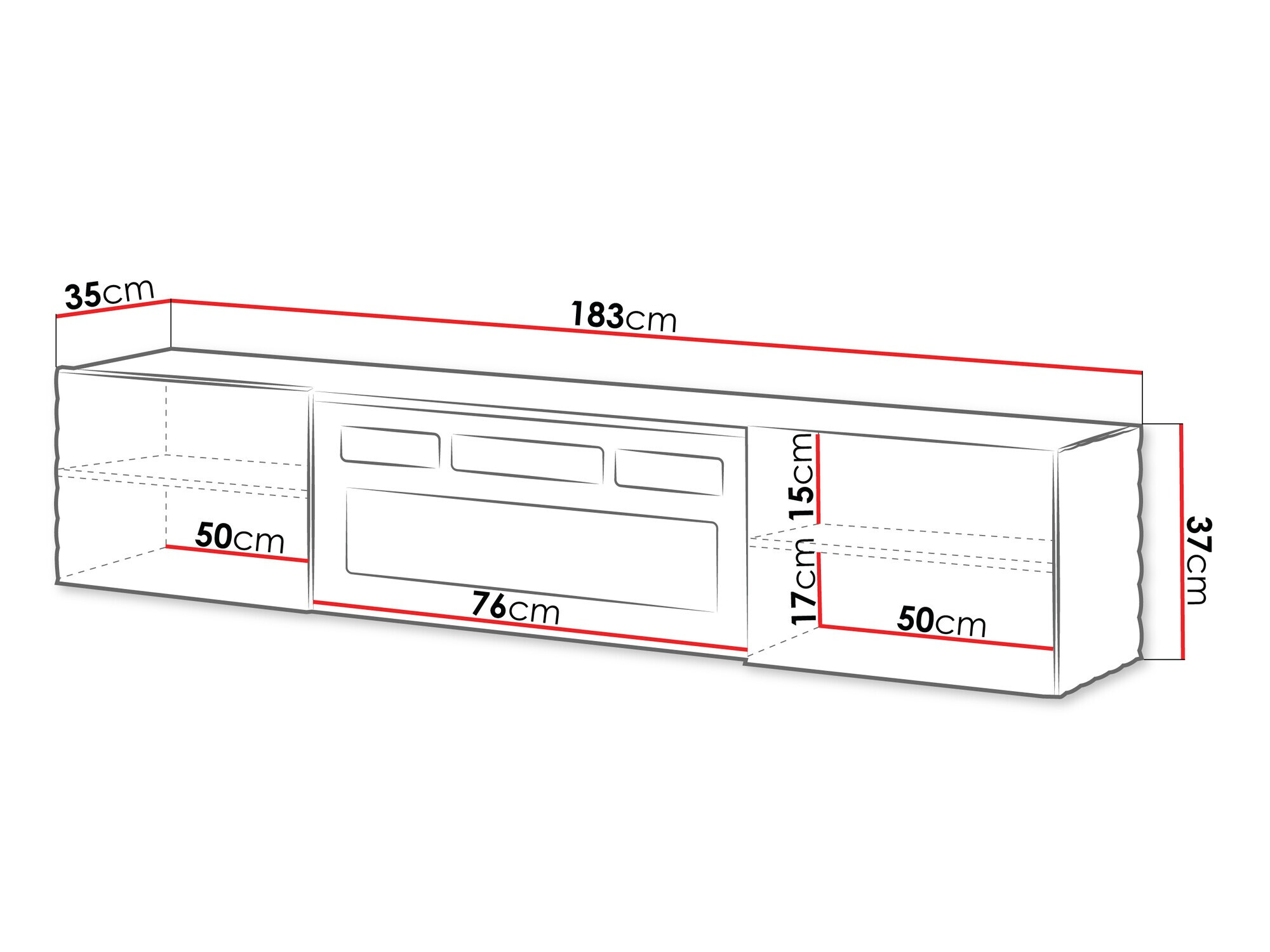 TV-meubel Charlotte 207 (Zwart)