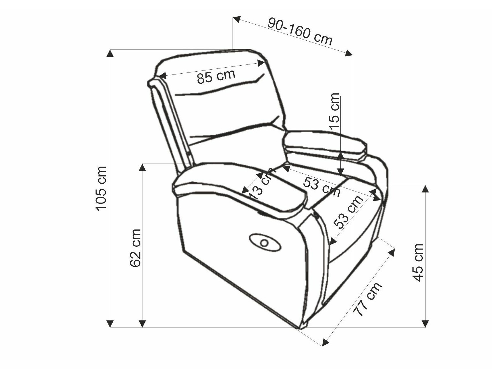 Relaxfauteuil Houston 1856 (Grijs)
