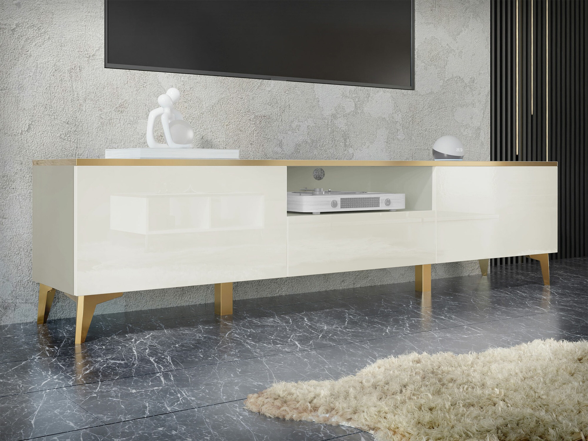 TV-meubel Comfivo Virfera 102 (Beige + Glans beige)